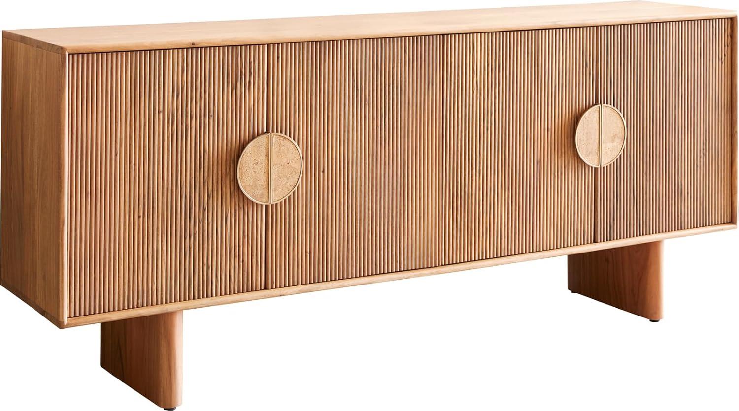 Sideboard Surimu 175 cm Akazie Hellbraun 4 Türen 2 Fächer Kork-Griff Holzfüße Bild 1