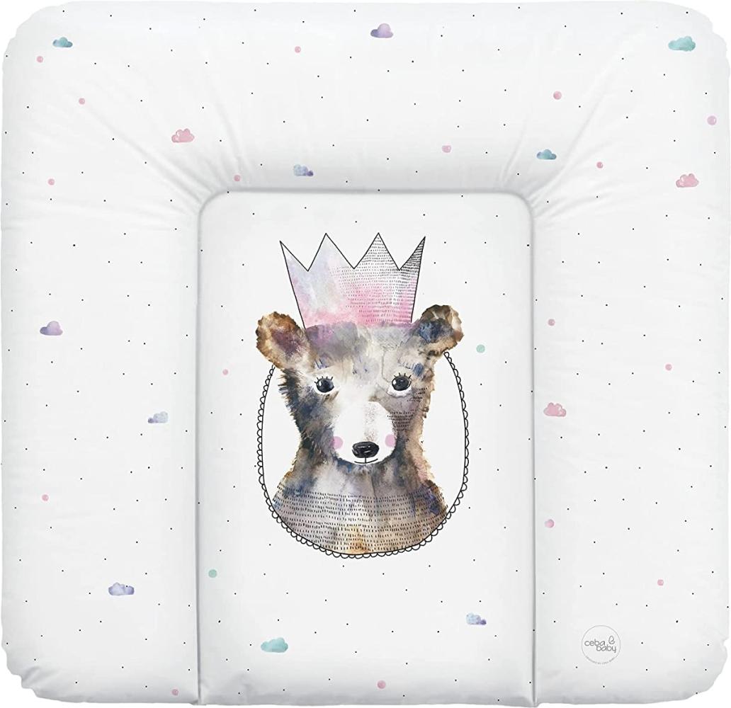 Ceba Baby Wickelauflage weiche Wickelunterlage Baby Wickeltischauflage Abwaschbar 75x70 Wasserfarben Kollektion - Prinzessin Teddybär Bild 1