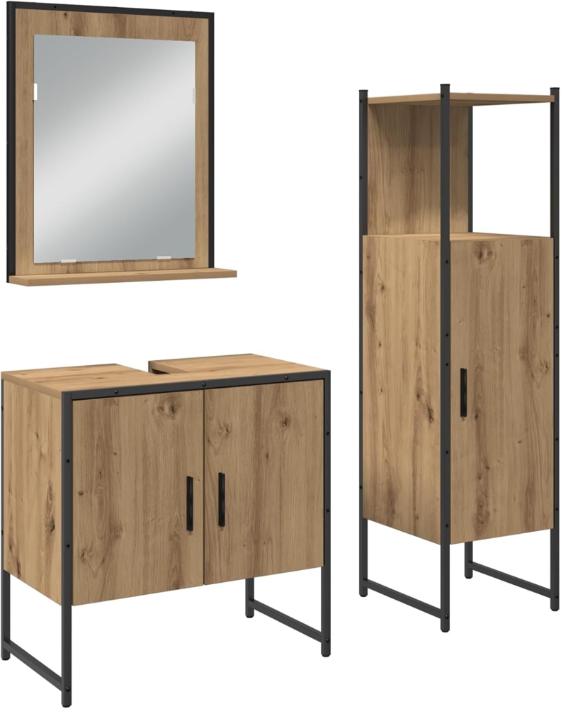 vidaXL Badezimmer-Set 3-teiliger Badezimmer-Schrank-Set aus Artisan Eiche, Holzwerkstoff, (3-St) Bild 1