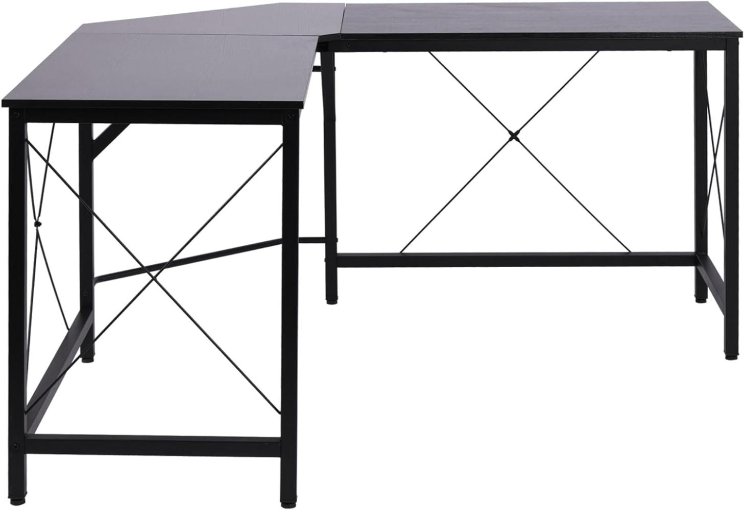 HOMCOM Computertisch Schreibtisch L-Form Eckschreibtisch Winkelschreibtisch MDF Schwarz 150 x 150 x 76 cm Bild 1