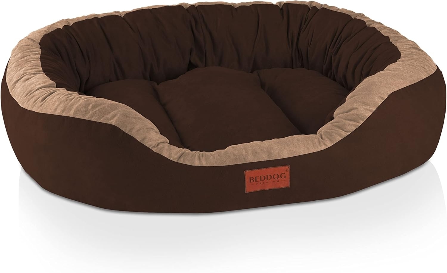 BedDog PRINS PREMIUM Hundebett, aus strapazierfähigem Alicante-Gewebe, Hundesofa mit Seiten, ovales Kissen für Ihr Haustier, Hundecouch XL, CHOCOLATE (braun) Bild 1