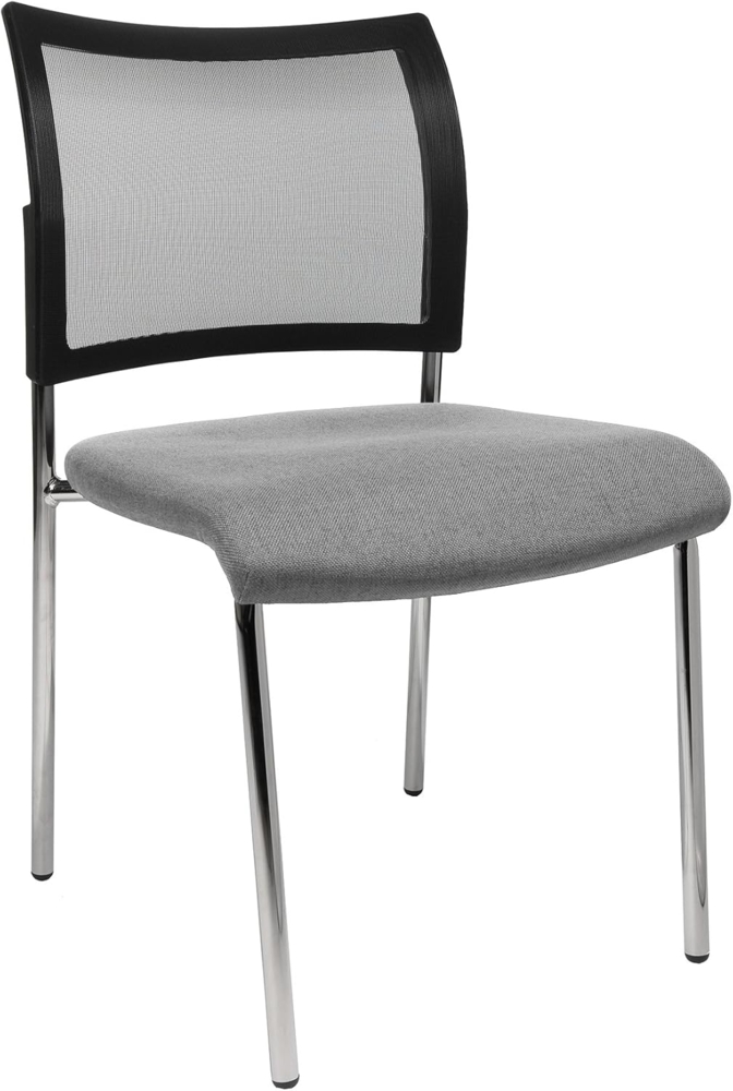 Topstar Visit 10 Besucherstuhl, Konferenzstuhl, Netz (2er-Set), stapelbar, Stoff, Hellgrau/Schwarz Bild 1