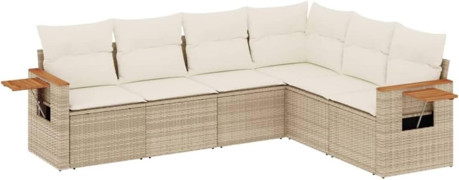 vidaXL 6-tlg. Garten-Sofagarnitur mit Kissen Beige Poly Rattan 3259244 Bild 1