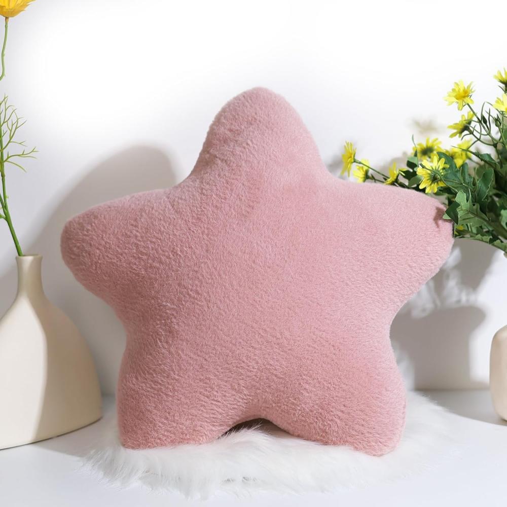 Kuschelkissen Kinder Sternkissen Plüsch Kissen Dekokissen für kuschelecke kinderzimmer, Weiche Flauschige Sternform Zierkissen Sofakisse für Heimdekoration (Lotuswurzel,30 cm) Bild 1