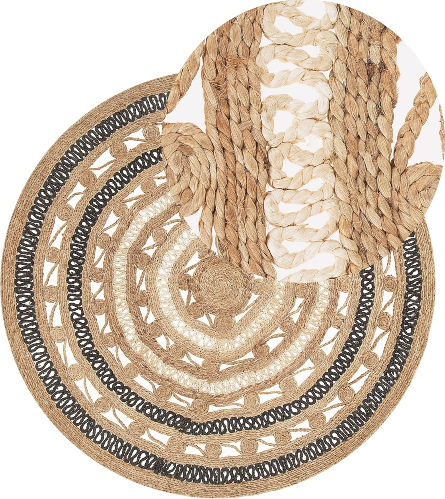 Teppich Jute beige/schwarz ⌀ 140 cm GOYNE Bild 1