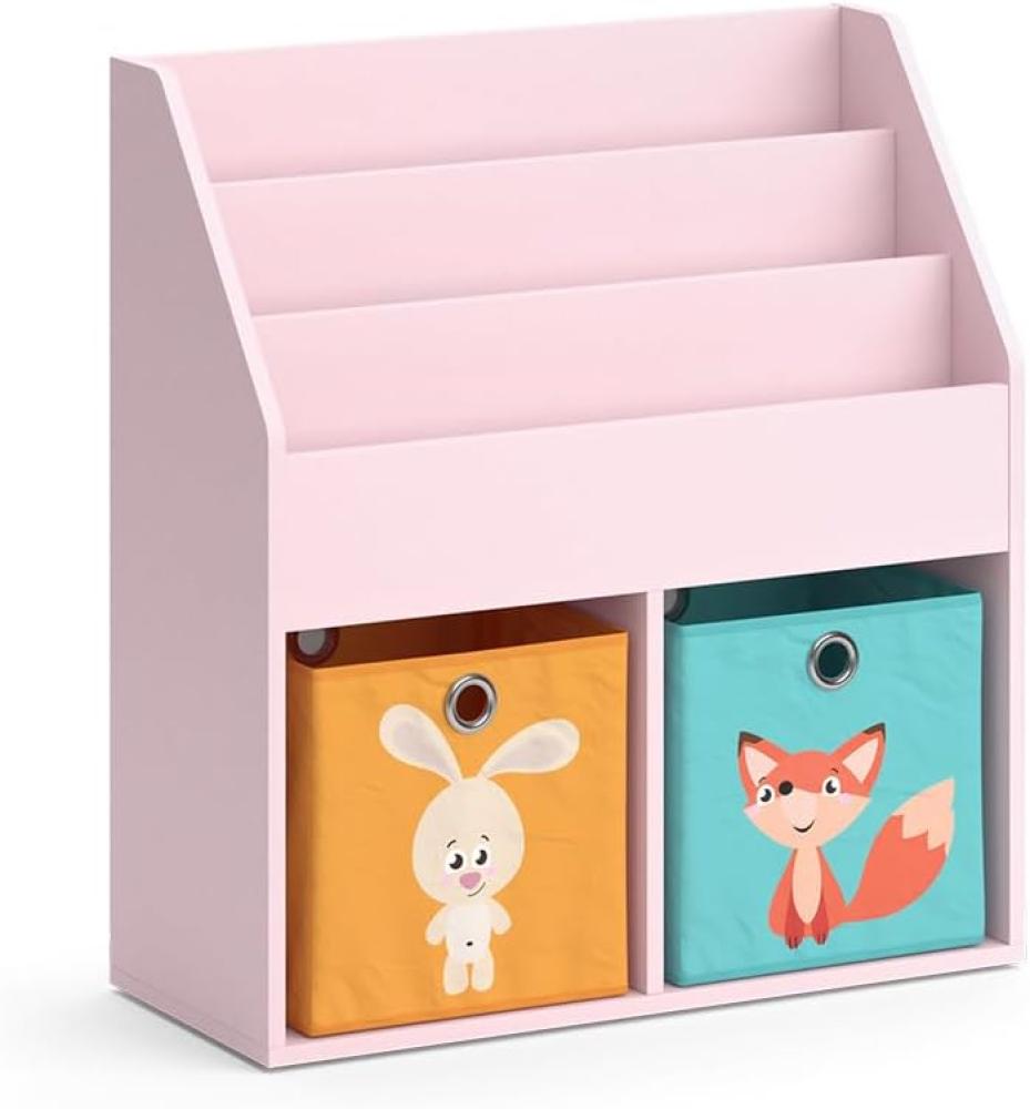 Vicco Kinderbücherregal Luigi 72 x 79 cm, Rosa, Kinderzimmerregal, mit Faltboxen Bild 1