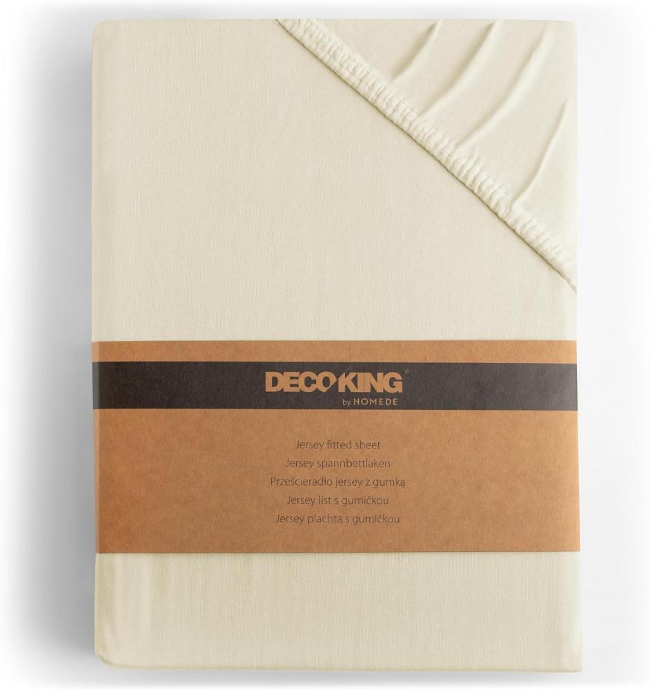 DecoKing Spannbettlaken 180x200 200x200 cm Beige Spannbetttücher Jersey 100% Baumwolle Boxspringbett Amber 180x200 200x200 Bild 1