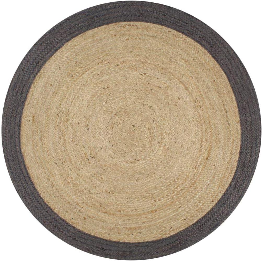 vidaXL Teppich Handgefertigt Jute mit Dunkelgrauem Rand 90 cm Bild 1