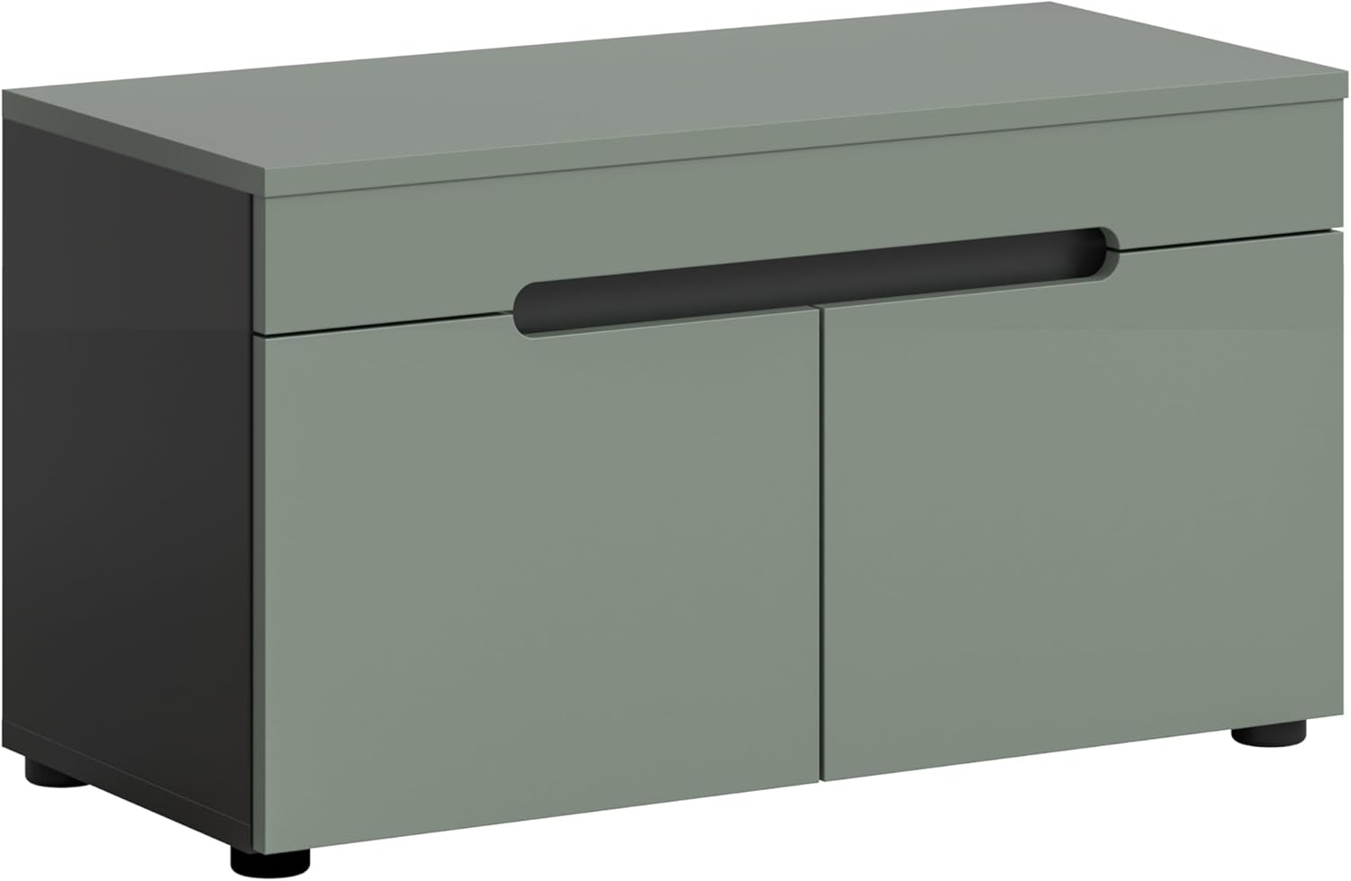 xonox. home - Sitzbank Canu 80 x 45 x 37 cm in Korpus Basalt grau Nb, Front Smoke Green Nb. - Bank Garderobenbank Flurbank Truhe - modern & funktional Bild 1