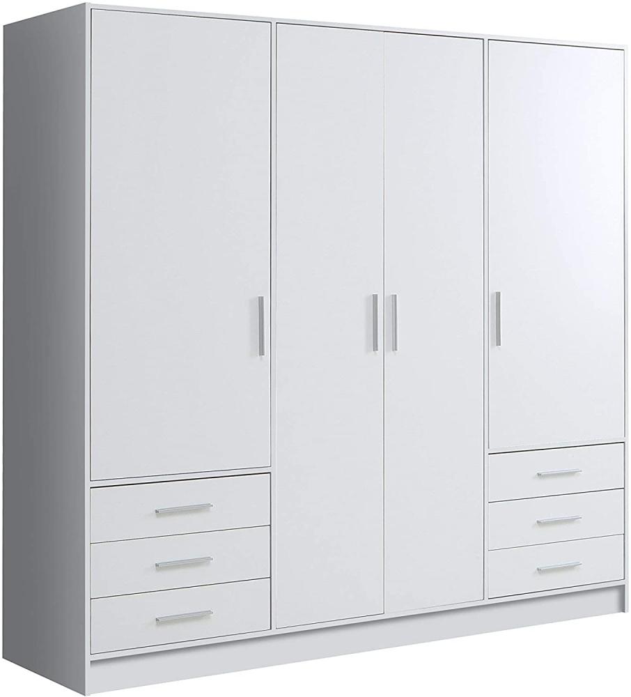 Forte 'Jupiter' Kleiderschrank, weiß matt, 4-türig, 207x200 cm Bild 1