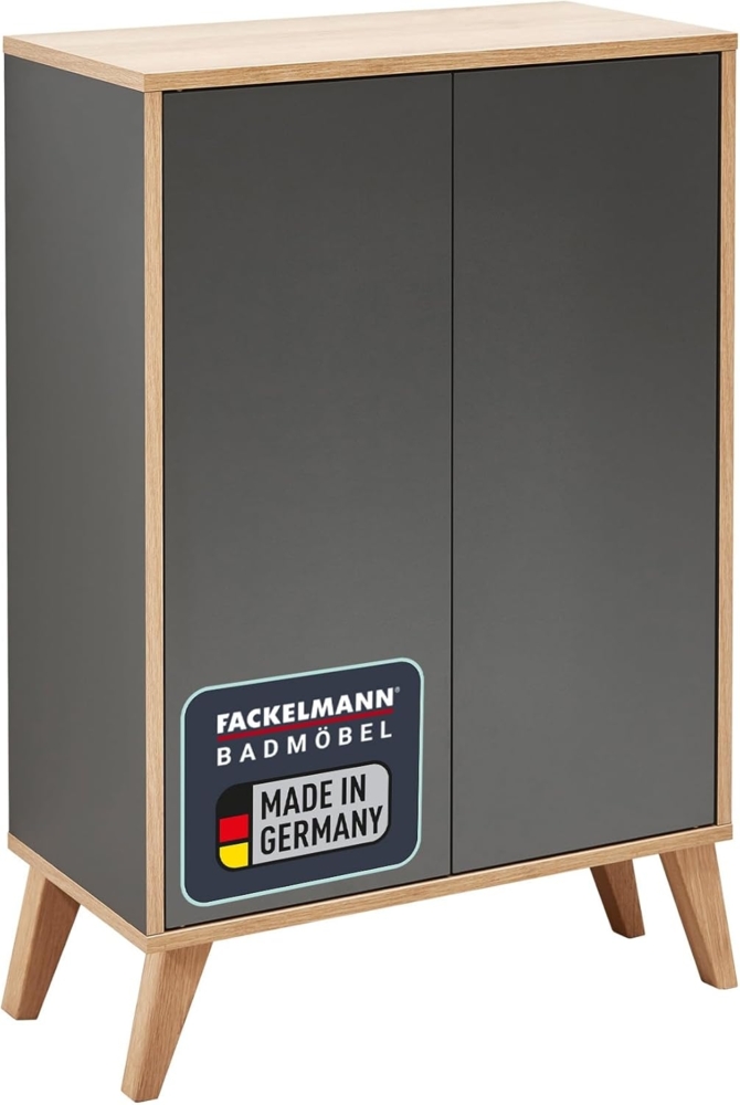 Fackelmann FINN Doppel Midischrank 60 cm mit Füßen, Braun hell/Anthrazit Bild 1