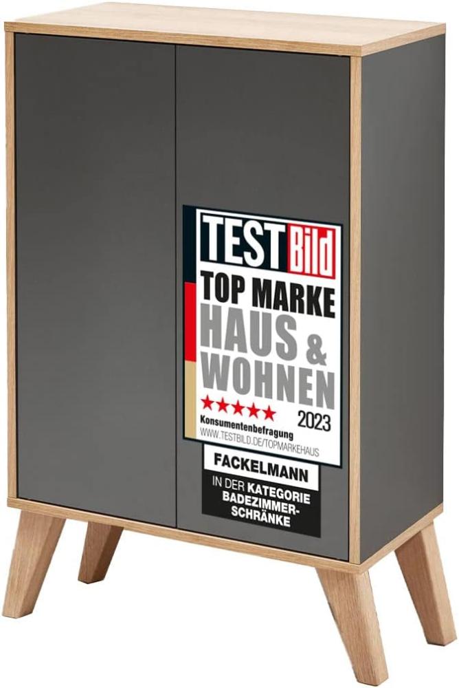 Fackelmann FINN Doppel Midischrank 60 cm mit Füßen, Braun hell/Anthrazit Bild 1