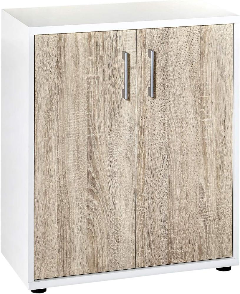 MÖBELPARTNER Aktenschrank Büroschrank Kommode Weiß Sonoma 77,3 x 65,1 x 34,5 cm Bild 1