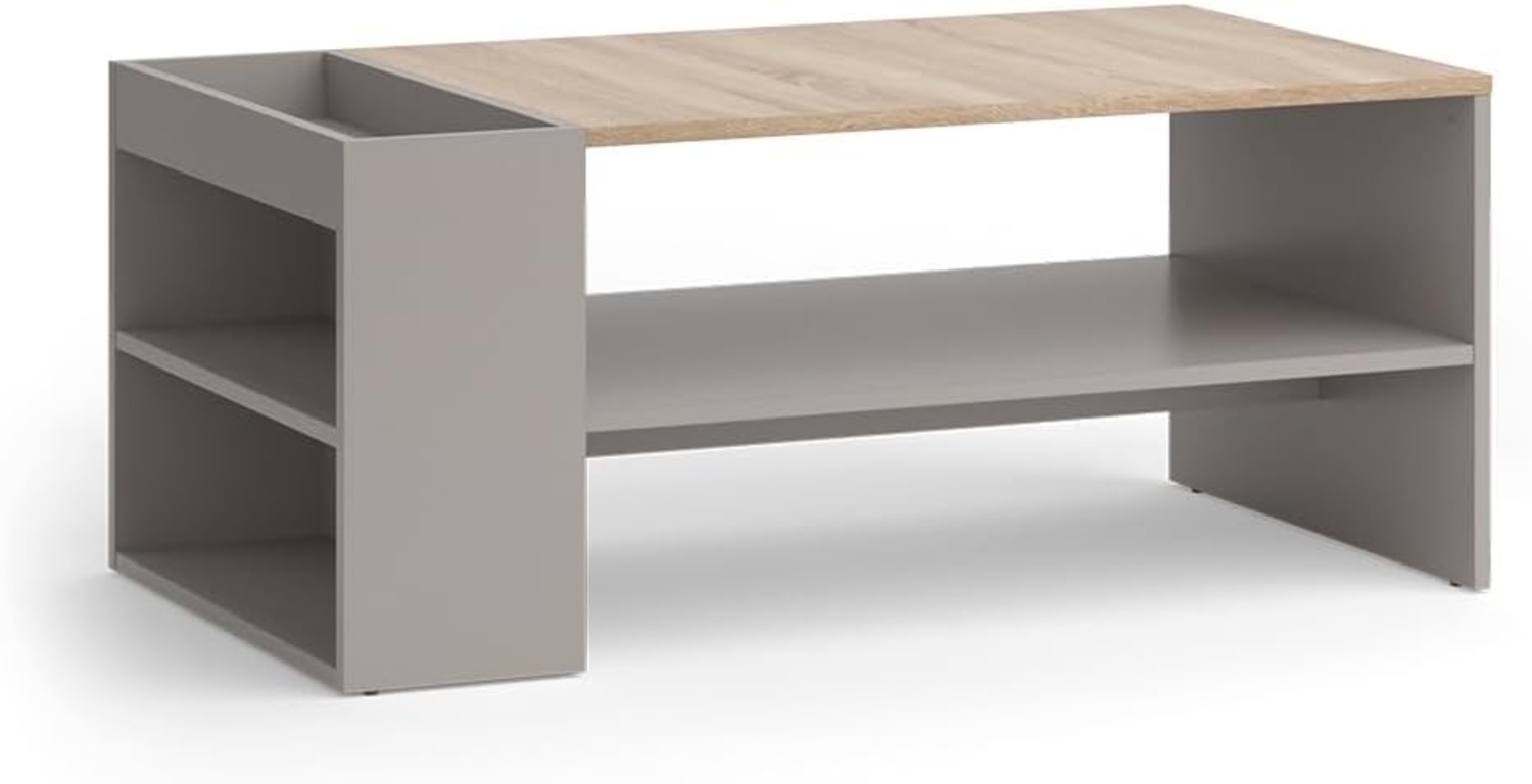 Couchtisch Wido Greige 100 x 55 cm mit Regalen Vicco Bild 1