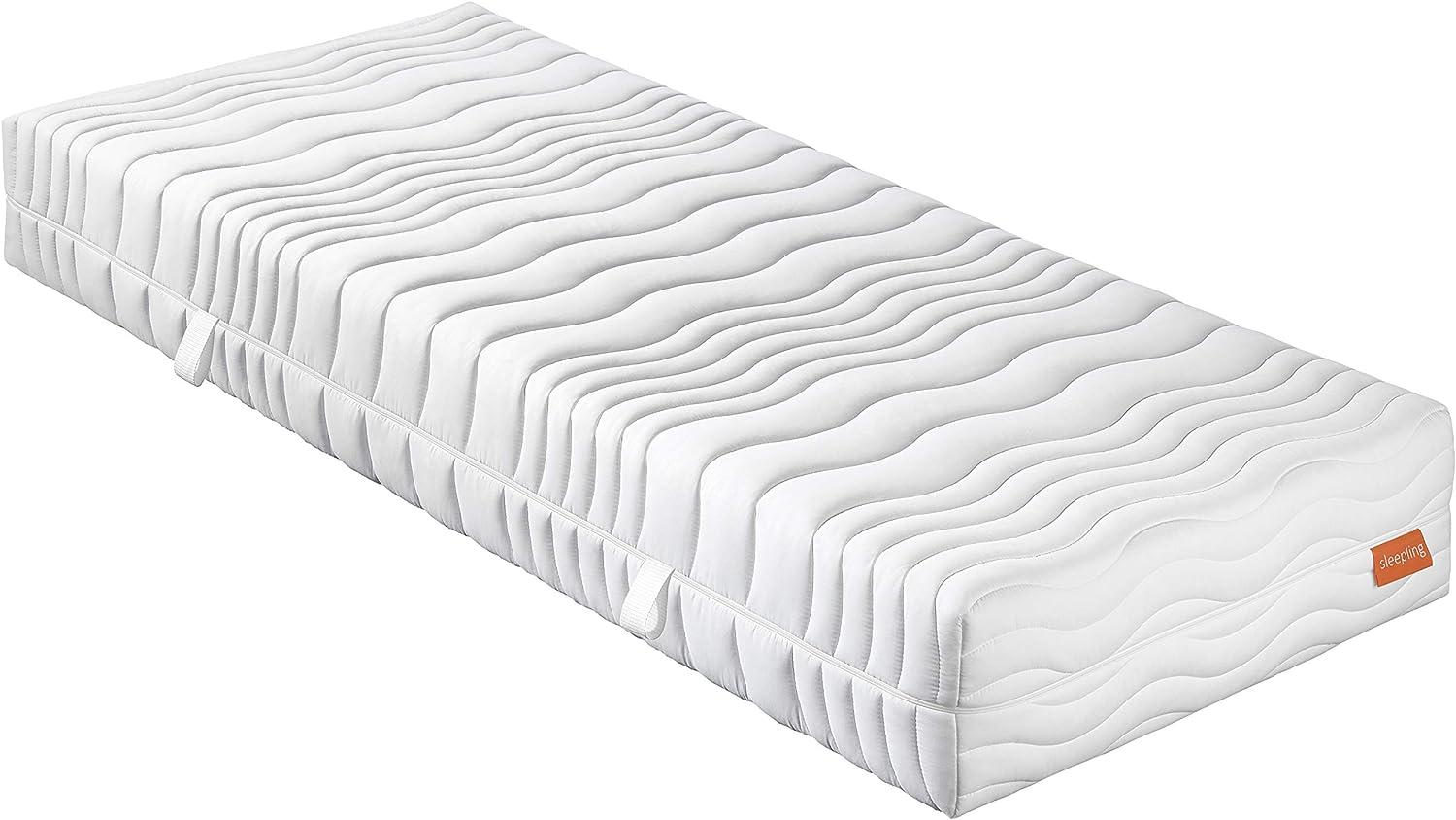 sleepling 190158 Visco Matratze Innovation 400 | 8 cm viscoelastische Memory Foam Auflage | Wendegriffe | Härtegrad 2. 5 bis 100 kg | Made in EU | Ökotex | waschbar 60 Grad | 120 x 200 cm, weiß Bild 1