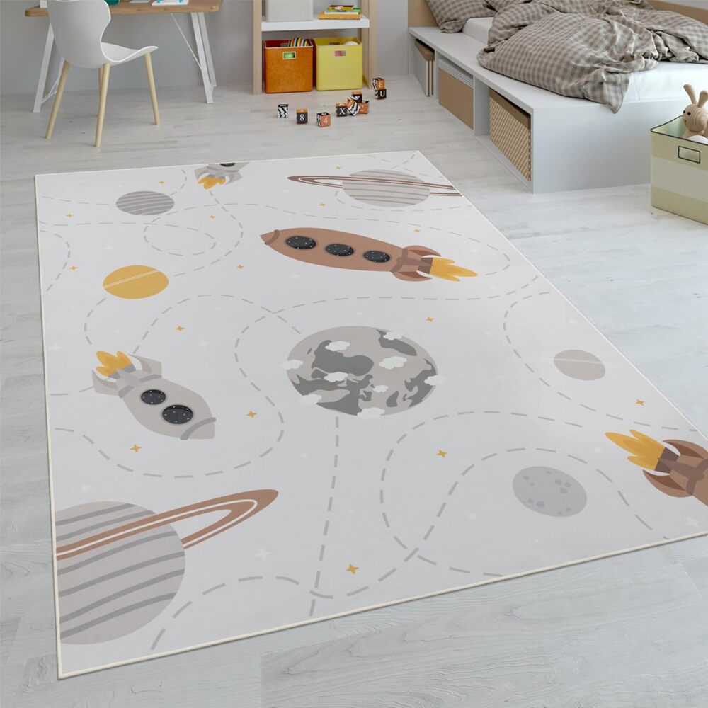 Paco Home Kinderteppich Teppich Kinderzimmer Spielteppich Junge Mädchen Modern rutschfest, Grösse:120x160 cm, Farbe:Creme 2 Bild 1