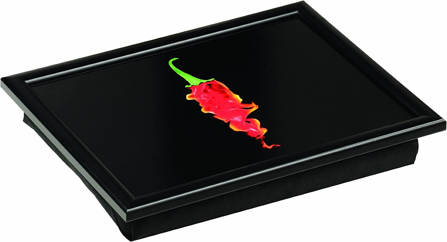 Premier Housewares Knietablett Flaming Chilli 44x31 cm, Baumwolle, MDF, schwarz, 34x44x6 Bild 1