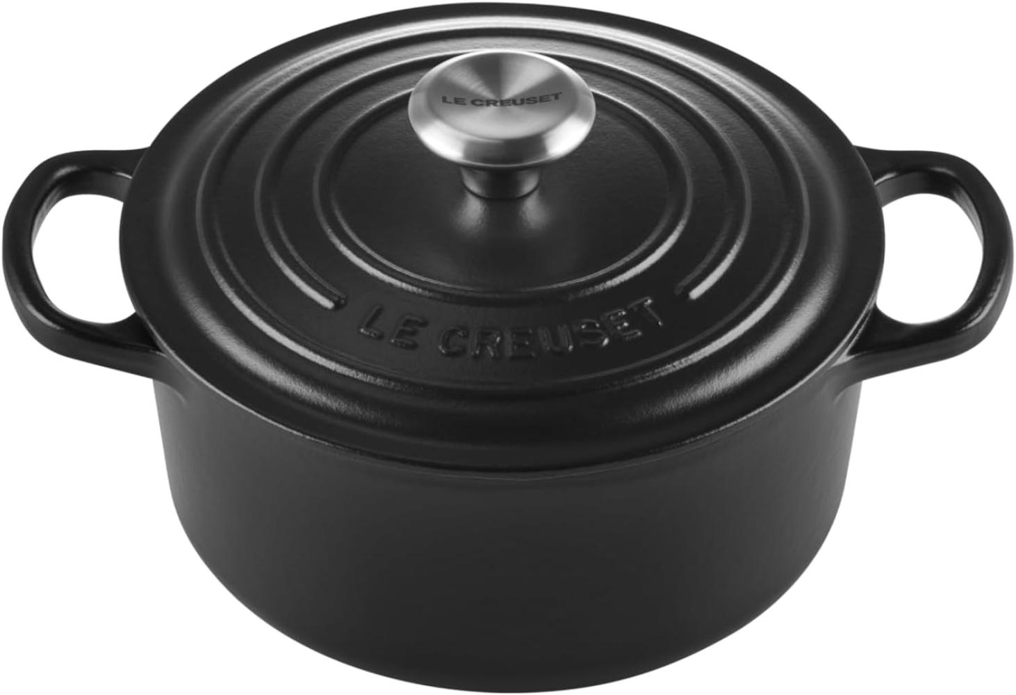 Le Creuset Signature Gusseisen-Bräter mit Deckel, Für alle Herdarten und Induktion geeignet, Rund, Schwarz, 18,0 cm, 1.8 Bild 1