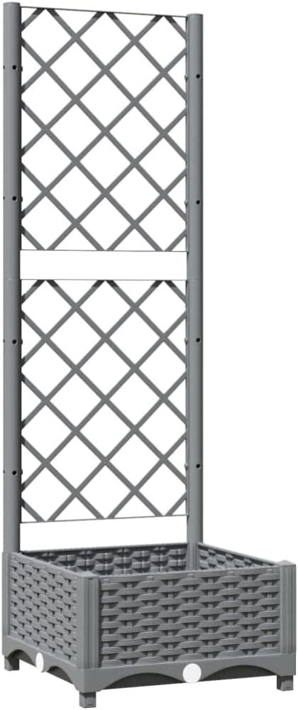 vidaXL Pflanzkübel mit Rankgitter Hellgrau 40x40x121,5 cm PP 153269 Bild 1