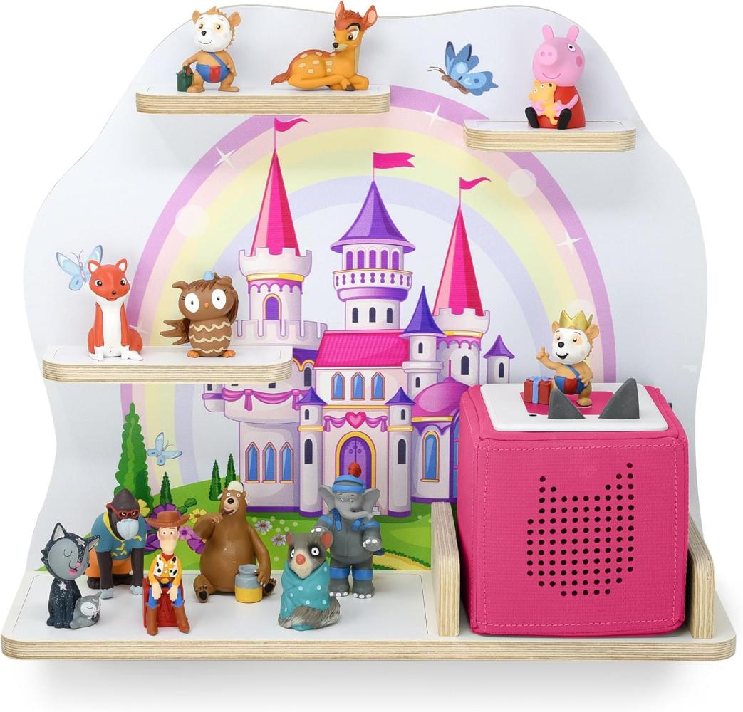 stadtecken Kinder Regal für Musikbox I Geeignet für die Toniebox und ca. 50 Tonies I Perfekte Aufbewahrung für Kinderzimmer I zum Aufstellen oder Aufhängen (Märchenschloss, Mittel) Bild 1