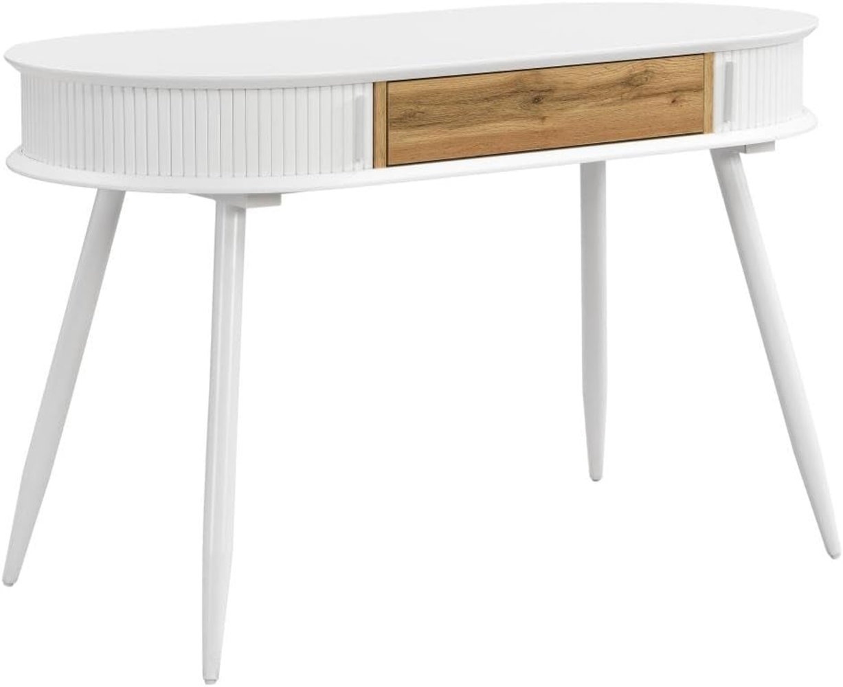 Vente-unique - Schreibtisch mit 1 Schublade & 2 Schiebetüren - Weiß & Holzfarben - VELURANI Bild 1