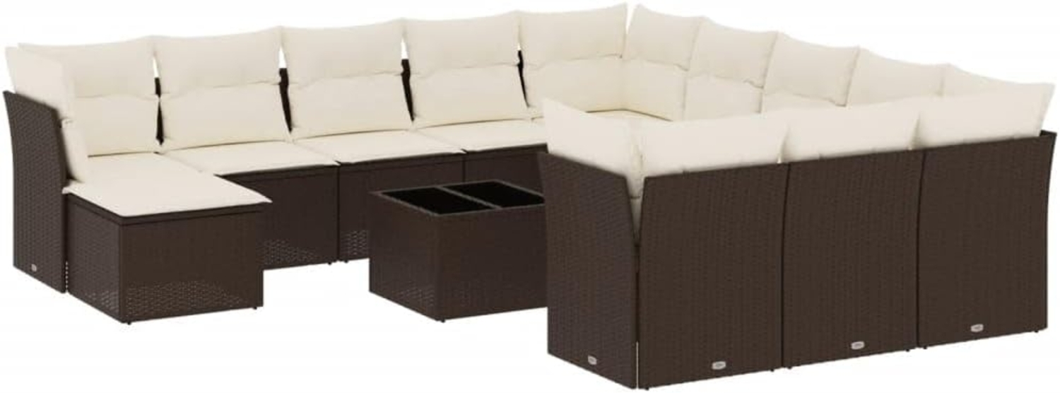 vidaXL 13-tlg. Garten-Sofagarnitur mit Kissen Braun Poly Rattan 3250482 Bild 1