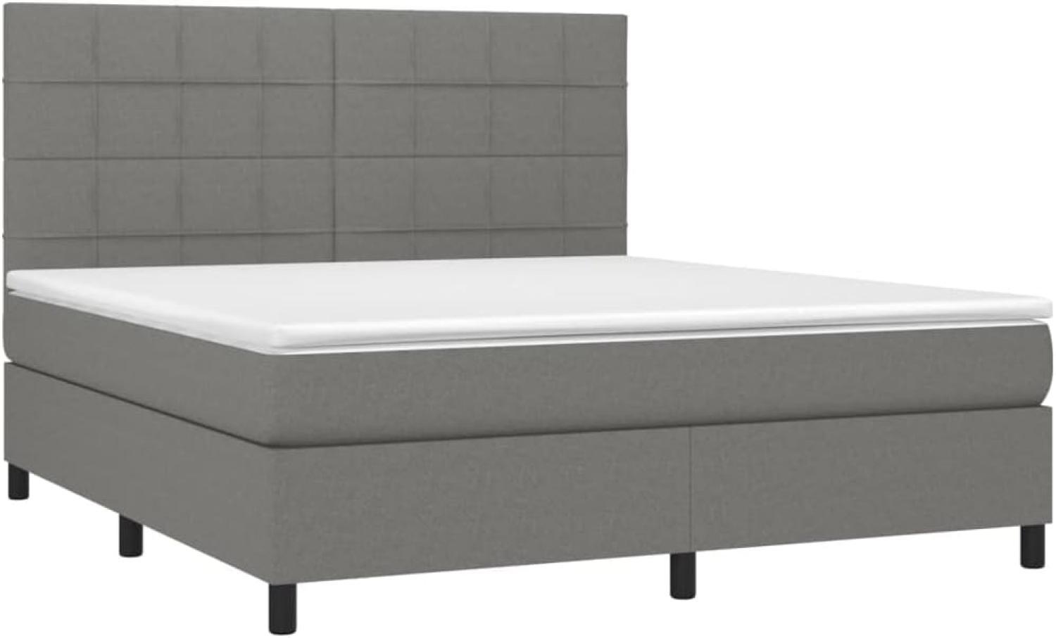 vidaXL Boxspringbett mit Matratze & LED Dunkelgrau 160x200 cm Stoff 3134886 Bild 1