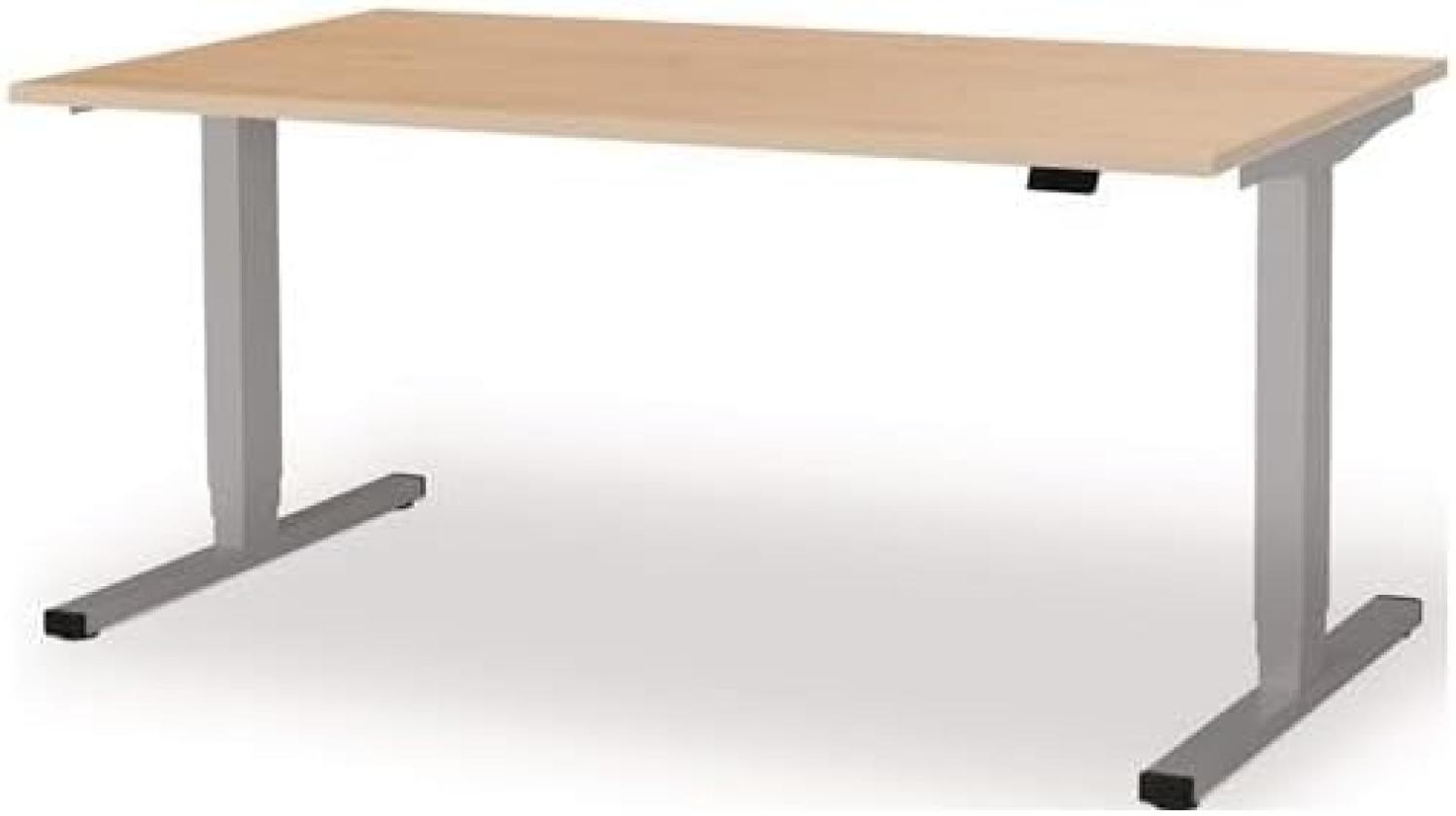 Schreibtisch levero H650-1250xB1600xT800mm weißaluminium/Ahorn elektr. MAUSER "" Bild 1