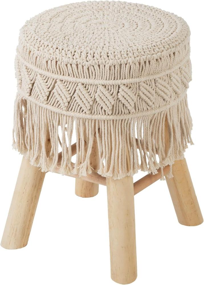 Hocker - Makramee und Holz - Beige - Atmosphera créateur d'intérieur Bild 1