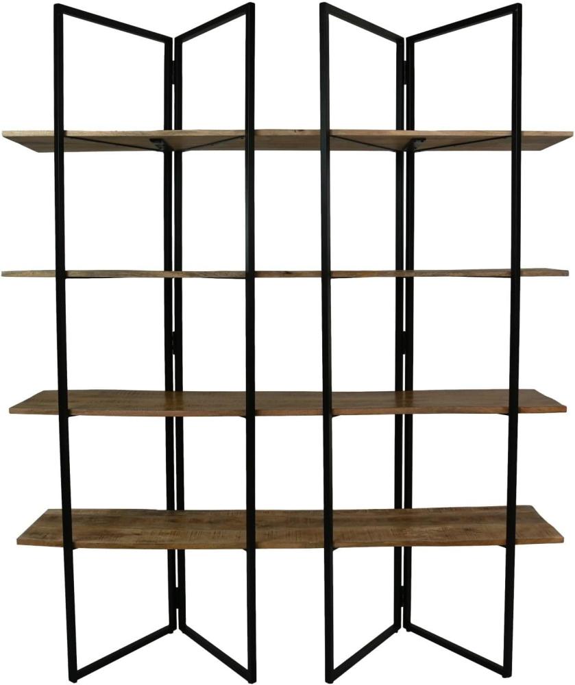 Regal mit 4 Böden - 165 x 48 x 200 cm - Natural / Schwarz - Mangoholz / Metall von HSM Bild 1