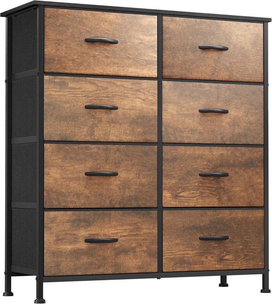 YITAHOME Kommode,Kommode mit 8 Schubladen,Schrank,Stoffschubladen mit Griffen,Metallgestell,Dauerhaft,Rustikal Braun Bild 1