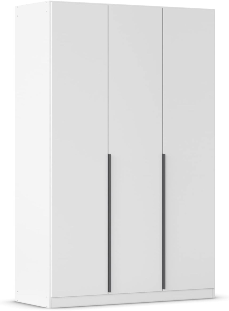 Rauch Möbel Alabama, Kleiderschrank, Garderobenschrank, 3-türig, Zubehör Basic, 2 Kleiderstangen, 4 Einlegeböden, Farbe Weiß, Griff Grau metallic, 136 x 229 x 54 cm Bild 1
