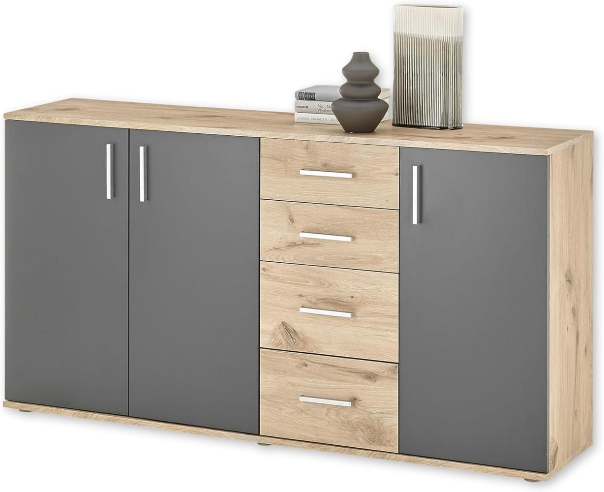 HBZ Kommode BC-Drift-2, Sideboard Stellmaß BxHxT 160x84x35 cm (1 St), Sideboard mit 3 Türen und 4 Schubkästen, 2 Einlegeböden Bild 1