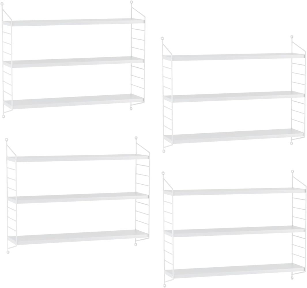 Modulares Wandregal, Stringregal Strängnäs 4er Set Weiß, matt [en. casa] Bild 1