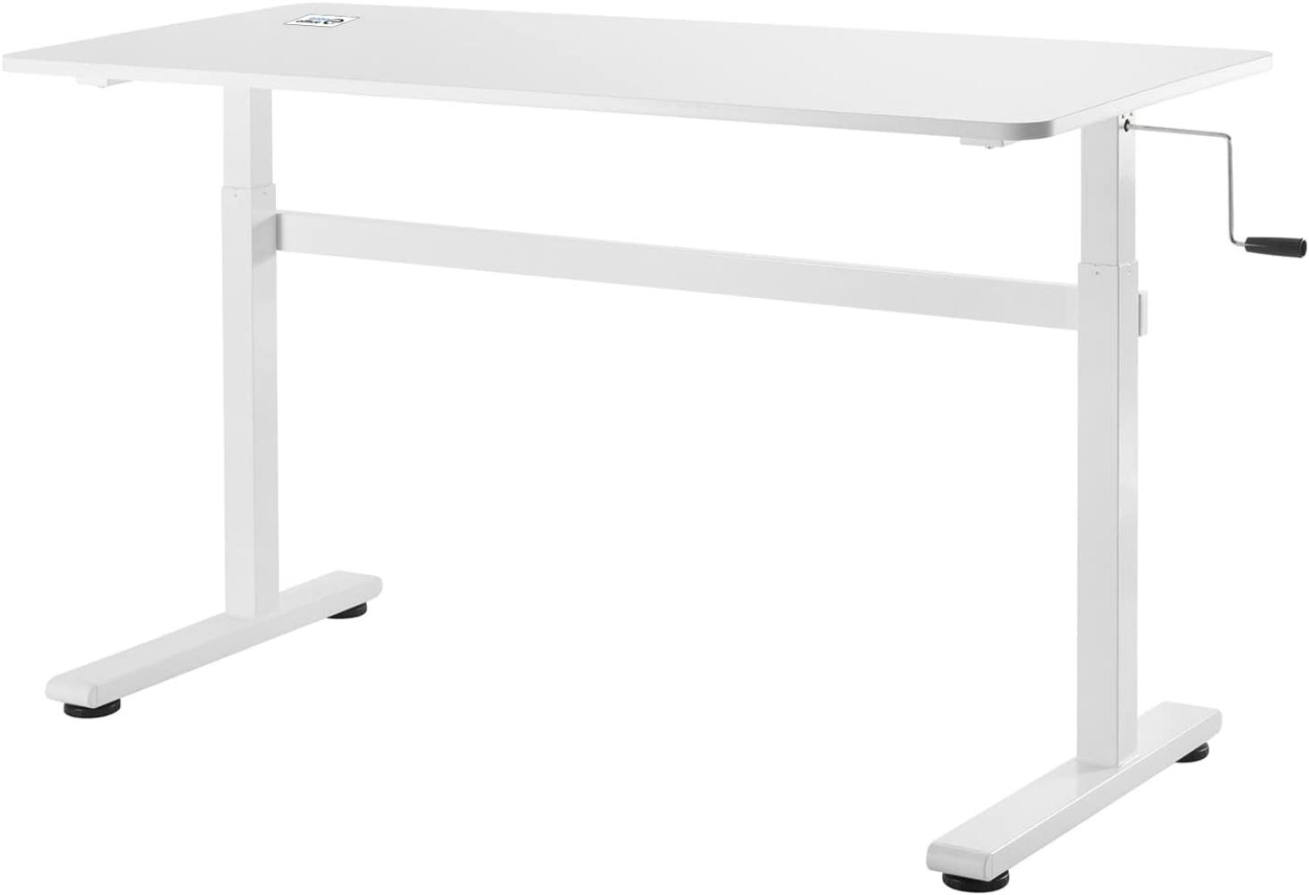 Ergo Office ER-401W Sitz-Steh-Schreibtisch 140x60 cm Manuell Höhenverstellbarer Bürotisch max. 117cm Ergonomischer Tisch Belastbar bis 40kg (Weiße Farbe) Bild 1