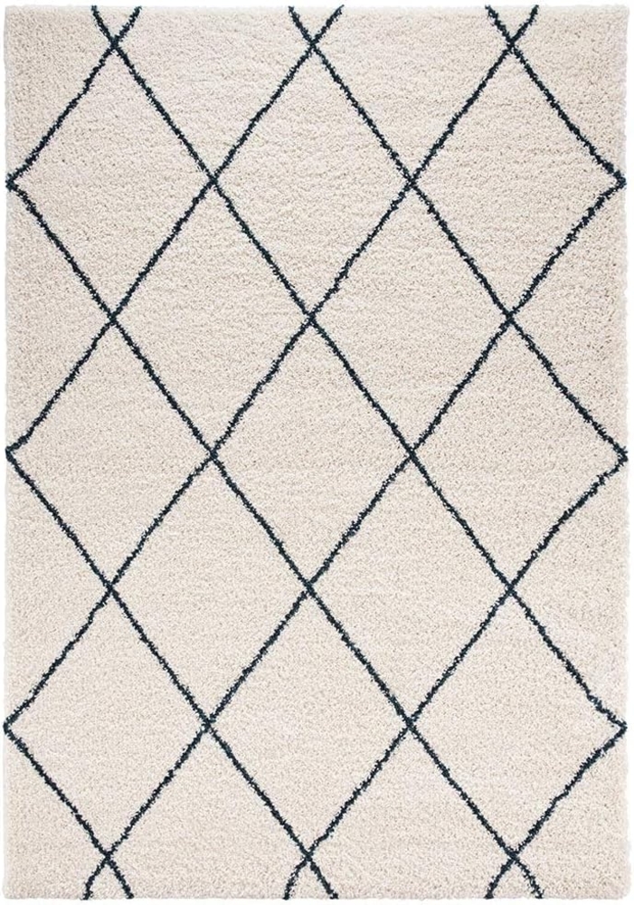 Hochflor Teppich Feel Creme Petrolgrün - 80x150x3,5cm Bild 1