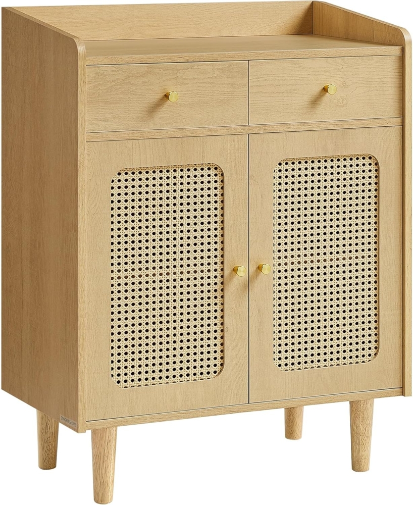 SONGMICS HOME Sideboard Fernsehschrank (SONGMICS HOME BOHOVEN Kollektion, Küchenschrank mit Türen in Rattan-Optik, verstellbare Ablage), Aufbewahrungsschrank mit Schubladen, Boho-Stil, für Esszimmer Bild 1