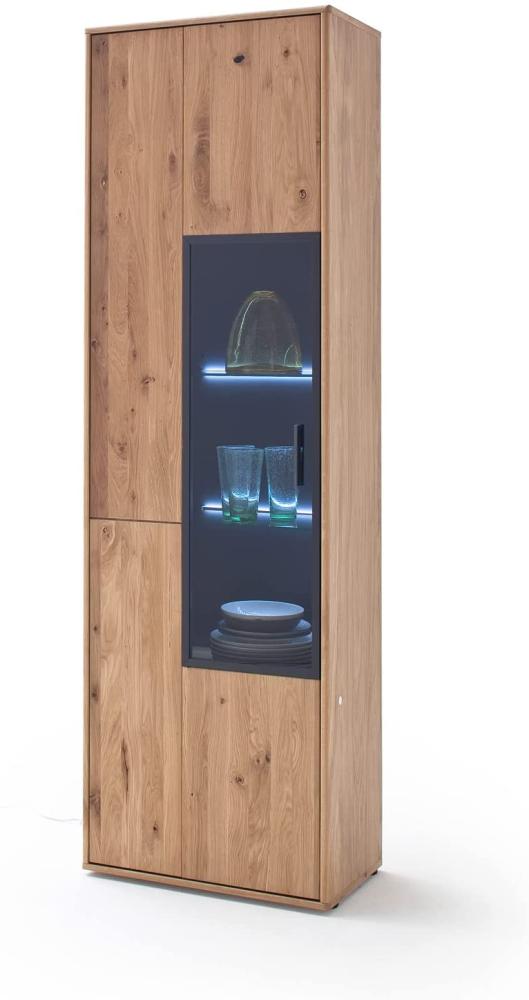 Vitrine Pedro 4 Asteiche Bianco teilmassiv 64x207x37 cm LED mit Beleuchtung Bild 1