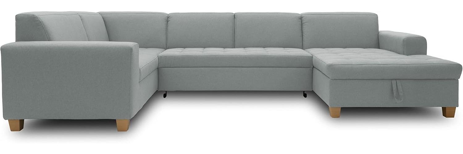 DOMO Collection Sugar Wohnlandschaft, Sofa, Couch, Polstergarnitur, Moderne U-Form, Mint, 162x333x199 cm Bild 1