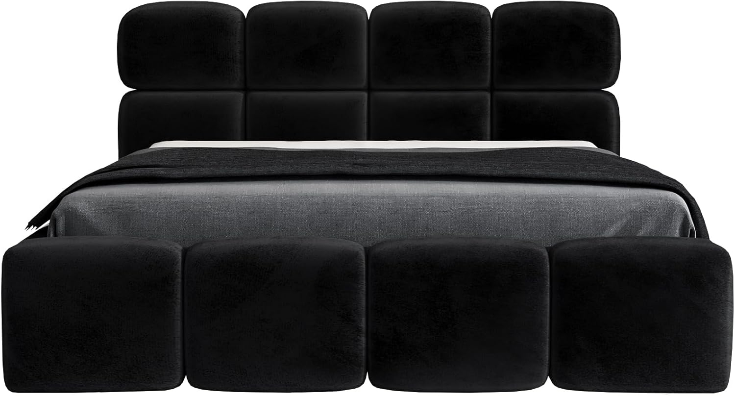 Polsterbett MONAKO 140x200 mit Matratze, Bettkasten und Lattenrost. Farbe: Schwarz 20 Bild 1