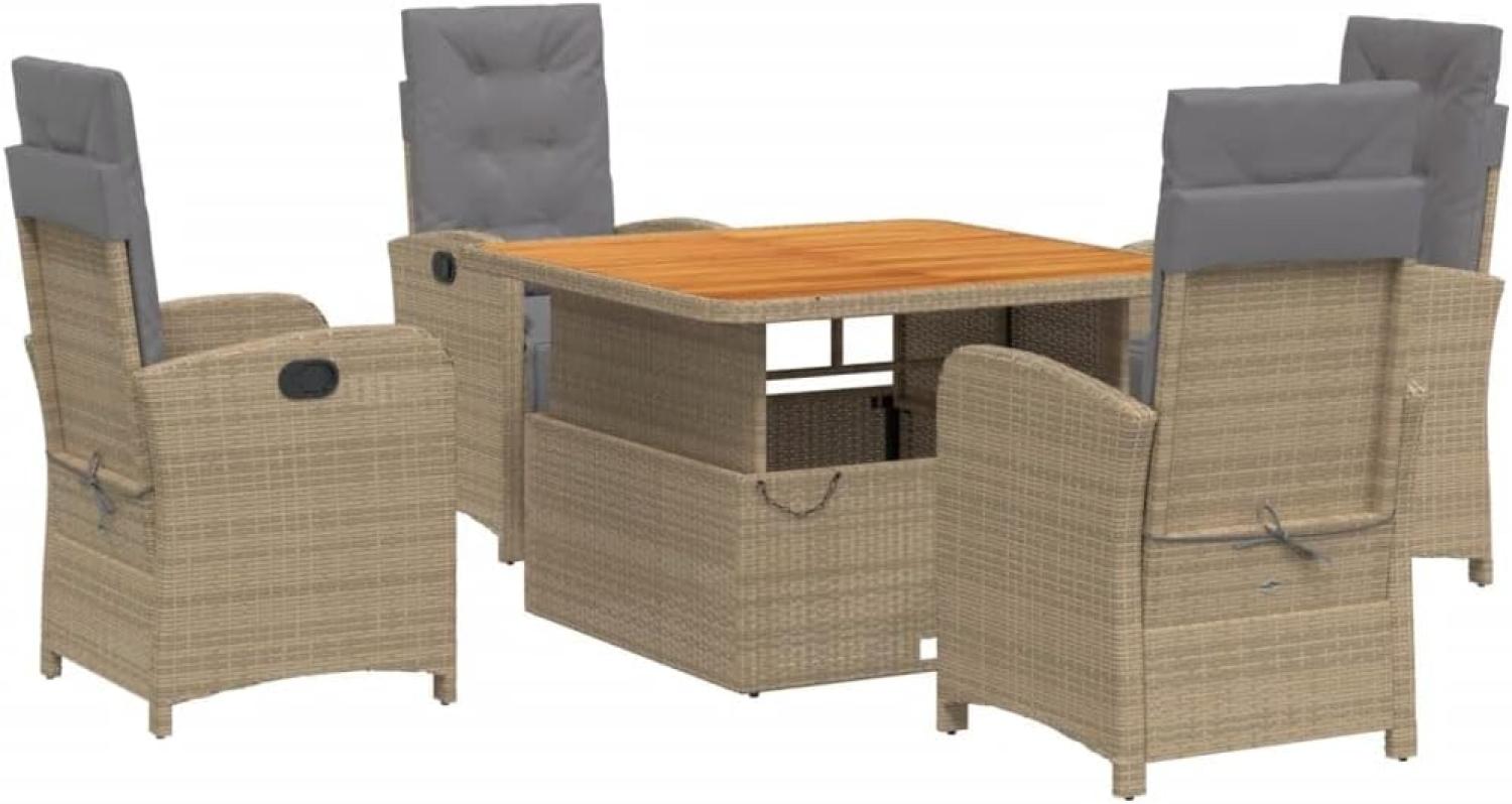 5-tlg. Garten-Essgruppe mit Kissen Beige Poly Rattan 3277366 Bild 1