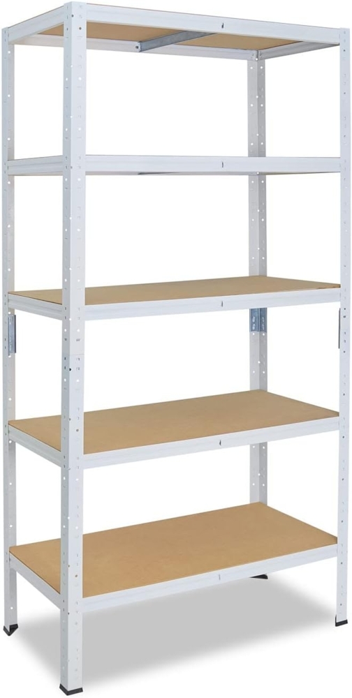 shelfplaza Schwerlastregal HOME, 200x100x40cm weiß, Metallregal mit 5 Böden, als Kellerregal, Garagenregal, Werkstattregal oder Lagerregal, Steckregal Metall mit 175kg Tragkraft Bild 1