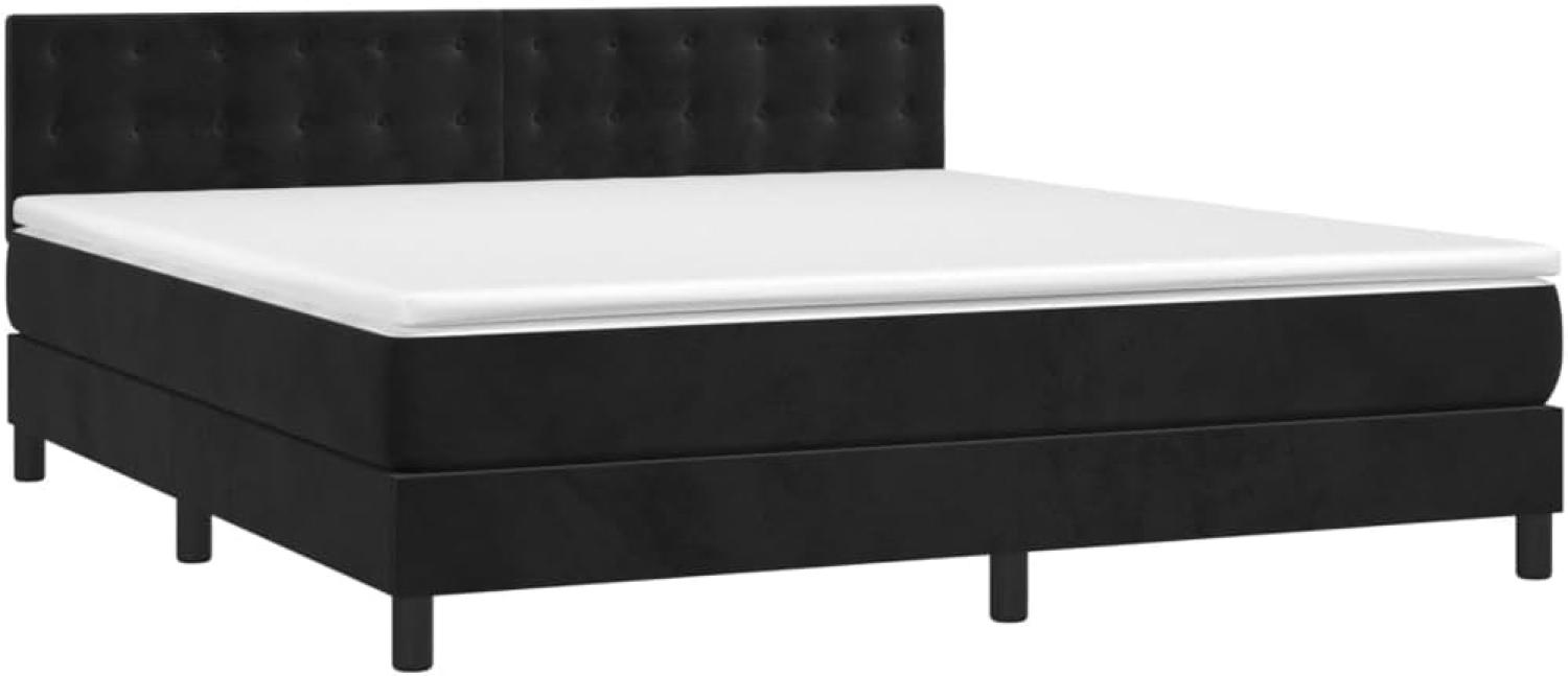 vidaXL Boxspringbett mit Matratze Schwarz 160x200 cm Samt 3141553 Bild 1