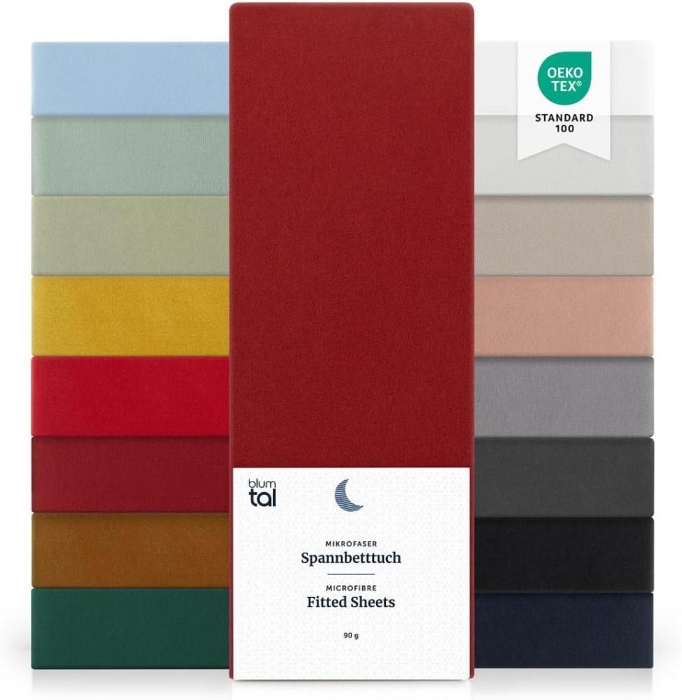 Blumtal® Spannbettlaken 80x200 2er Pack - Spannbettlaken Microfaser - Oekotex zertifiziertes Bettlaken 80x200 cm - Spannbettlaken 80x200 cm 2er Pack - Spannbettücher 80x200 cm - Aurora Red - Rot Bild 1