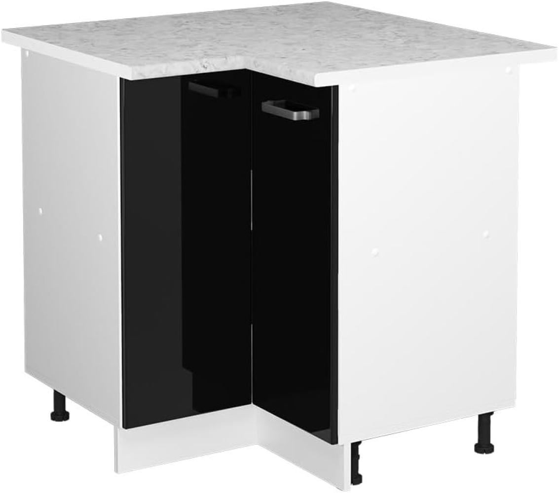 Vicco Eckschrank R-Line, Schwarz Hochglanz/Weiß, 75. 6 cm mit Arbeitsplatte Bild 1