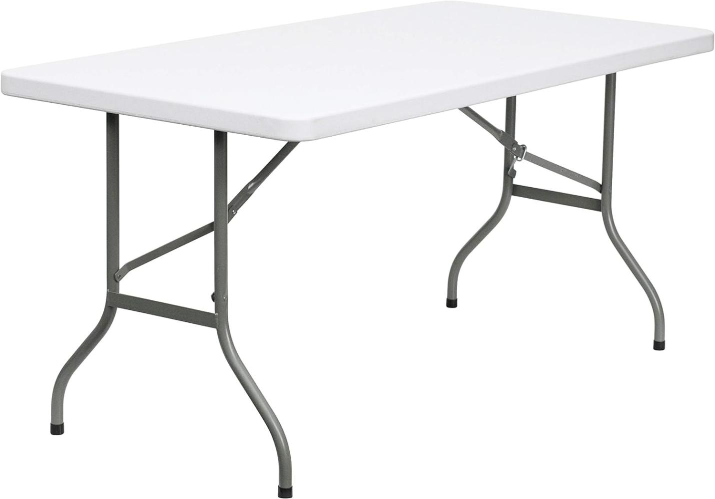 Flash Furniture Klapptisch, 1,5 m, Metall, Kunststoff: Polyethylen, Granitweiß Bild 1