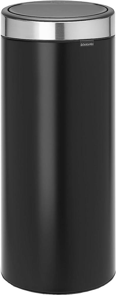 Brabantia Touch Bin, Mülleimer, Abfalleimer, Papierkorb in Matt Black mit Fingerprint Proof Deckel, 30 Liter, 115448 Bild 1