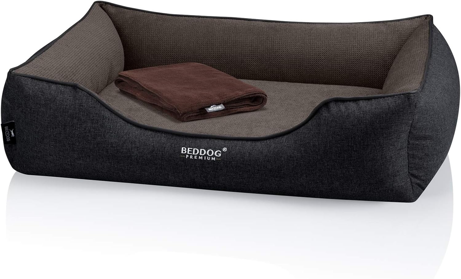 BedDog PREMIUM Orthopädisches Hundebett CLARA, Memory Foam, mit abnehmbaren Bezug MOCCA (braun/schwarz), (XL) ca. 90x80x25cm Bild 1