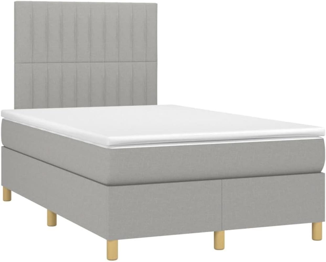 vidaXL Boxspringbett mit Matratze Hellgrau 120x190 cm Stoff 3269944 Bild 1