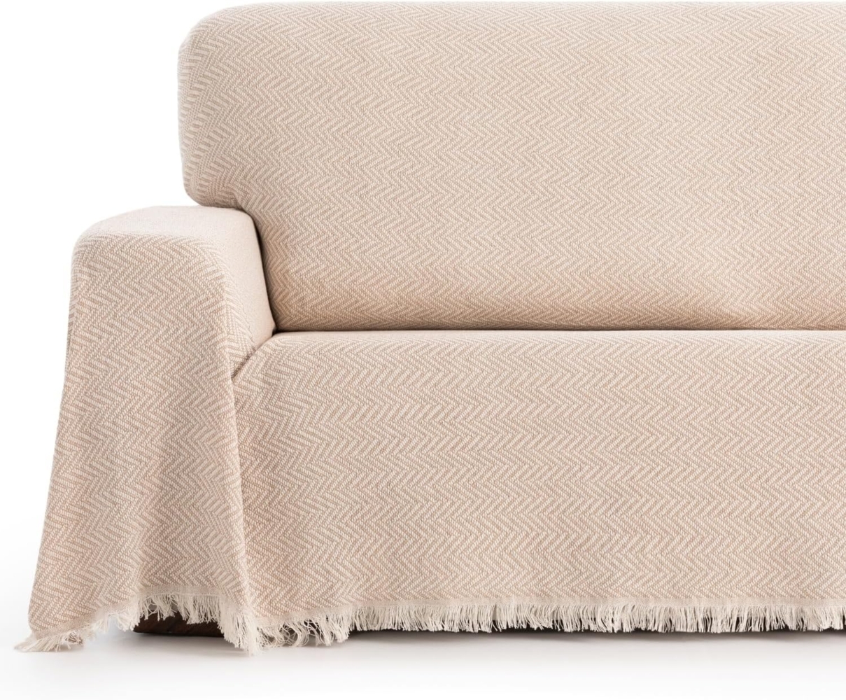 Maxifundas Tagesdecke, Plaid, 230x260 cm, geeignet für Sofa oder Bett, Beige – Mehrzweck-Tagesdecke, extra weich und bequem, Überwurf für Sofa oder Bett, Modell Zen Bild 1